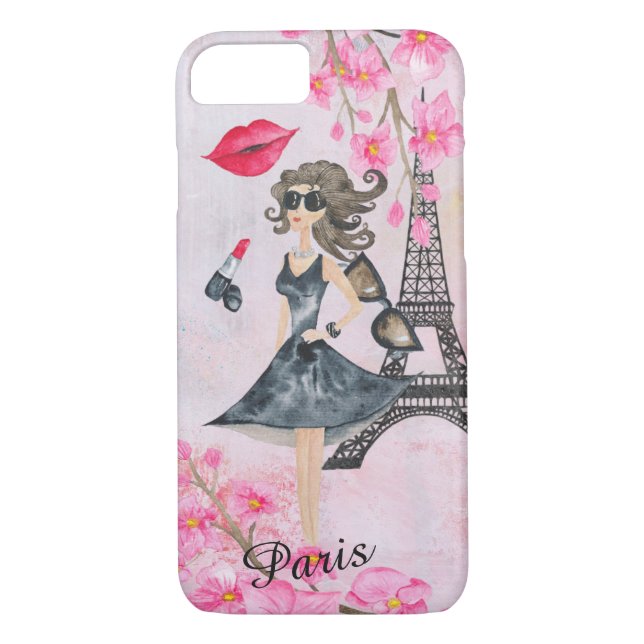 Fashion Girl in Paris Editable Phonecase Case-Mate iPhone Case (Back)