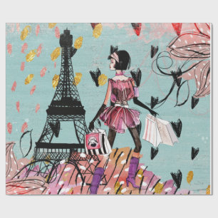 Fashion Girl in Paris Wrapping Paper