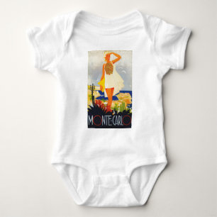 Fashion Girl Monte Carlo Beach Travel Baby Bodysuit