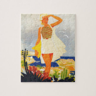 Fashion Girl Monte Carlo Beach Travel Jigsaw Puzzle