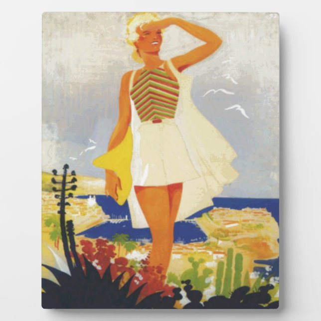 Fashion Girl Monte Carlo Beach Travel Plaque (Front)