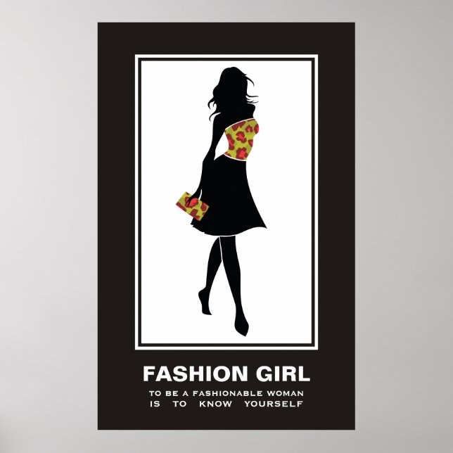 Fashion girl red green leopard print poster (Front)