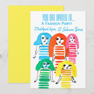 Fashion girl tween fashion birthday party invitation