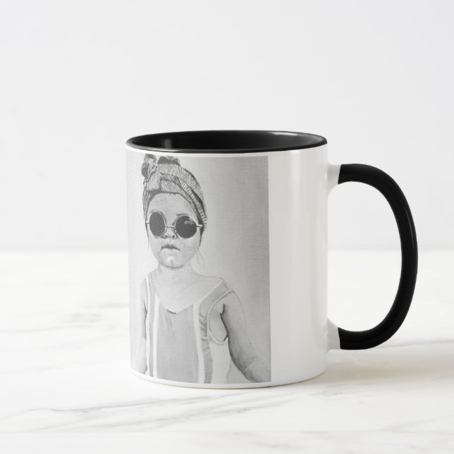 Fashion Girl with motivational Quote Black&White Mug (Right)