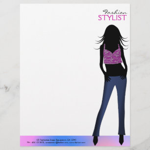 Fashion Girls in Blue Jeans Letterhead Template