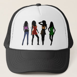 Fashion Girls Models Posing in Stylish Dresses Trucker Hat