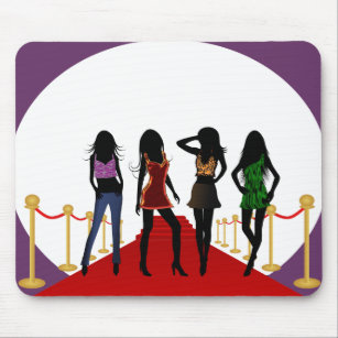Fashion Girls on the Red Carpet Purple Mousepad