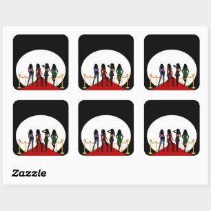 Fashion Girls on the Red Carpet Square Stickers