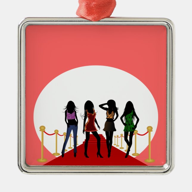 Fashion Girls Red Carpet Pink Custom Ornaments (Front)