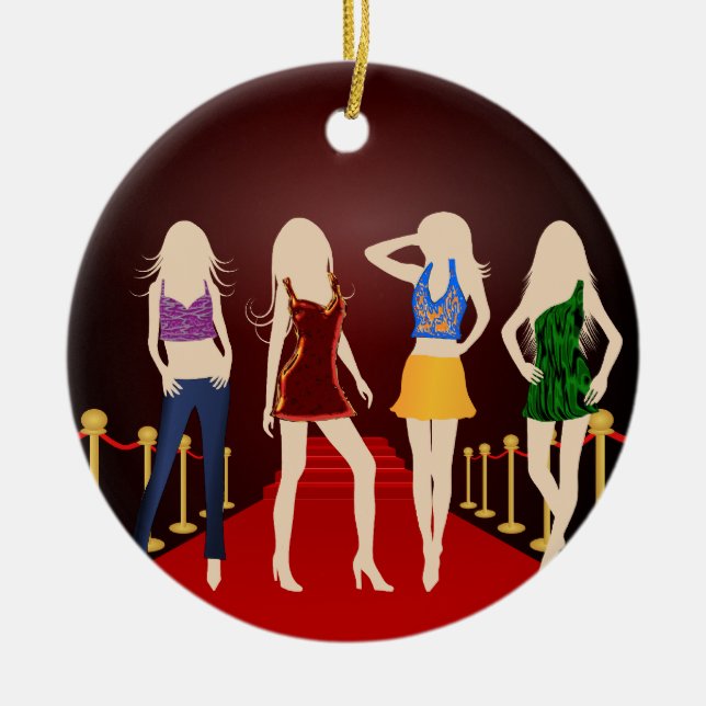 Fashion Girls Red Carpet Standard Round Ornament (Front)