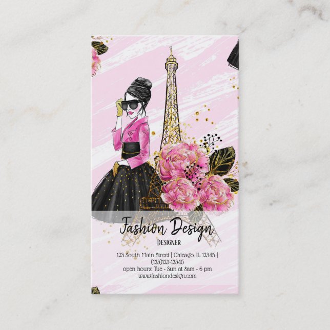 Fashion girly business card (Front)