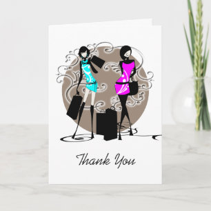 Fashion girly girls friends PERSONALIZE Thank You Card