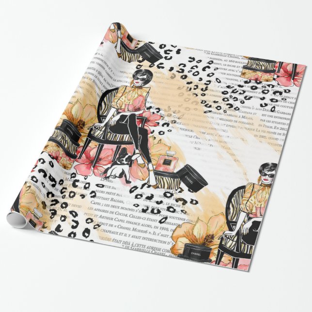 Fashion girly wrapping paper (Unrolled)