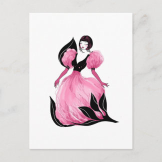 Fashion glamour beautiful watercolor illustration postcard