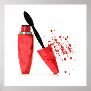 Fashion glamour trendy beauty makeup red mascara poster