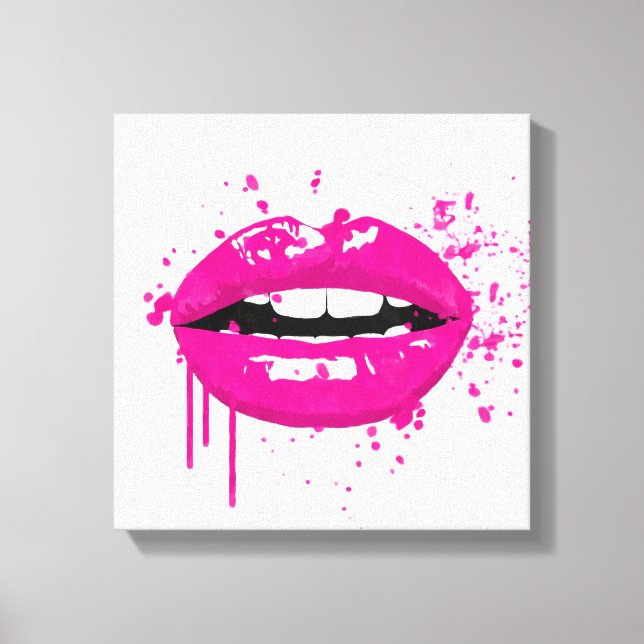 Fashion glamour trendy makeup beauty lips kiss canvas print (Front)