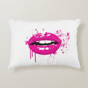 Fashion glamour trendy makeup pink lips kiss decorative cushion