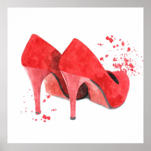 Fashion glamour trendy mode style red shoes poster