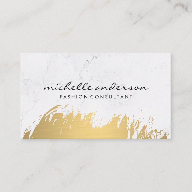 Fashion | Gold Brushed | Marble Business Card (Front)