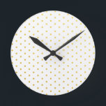 Fashion gold polka dots round clock<br><div class="desc">Chic and fashion design with a gold polka dot.</div>
