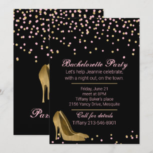 Fashion Gold Stiletto Bachelorette Party Invitation