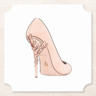 Fashion Golden Orange  Shoe Paper Coaster