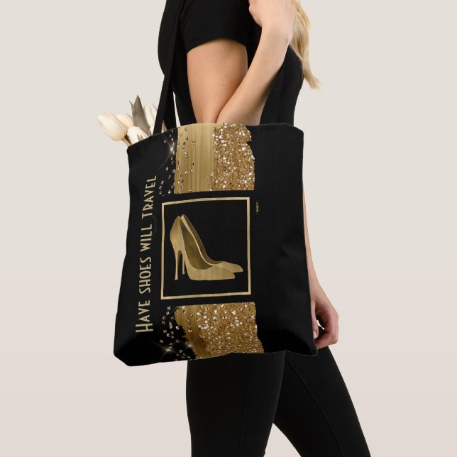 Fashion Golden Stiletto Heels Tote Bag (Close Up)