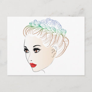 Fashion Hairstyles Lineart 2 Postcard