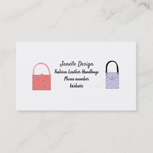 Fashion Handbags Business Card (Front)