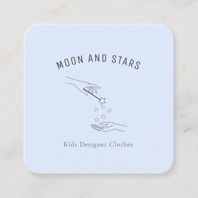 fashion, hands with magic wand and stars, square business card (Front)