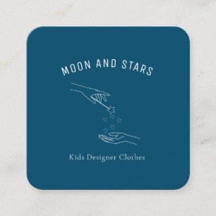 fashion, hands with magic wand and stars, square business card