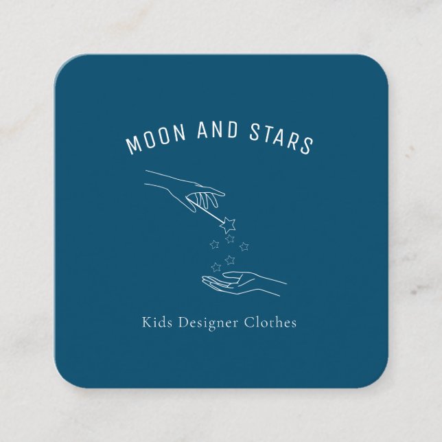 fashion, hands with magic wand and stars, square business card (Front)