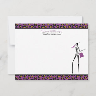 Fashion Icon Custom Flat Note Cards (purple)