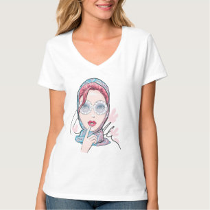 Fashion illustration beautiful woman in glasses T-Shirt