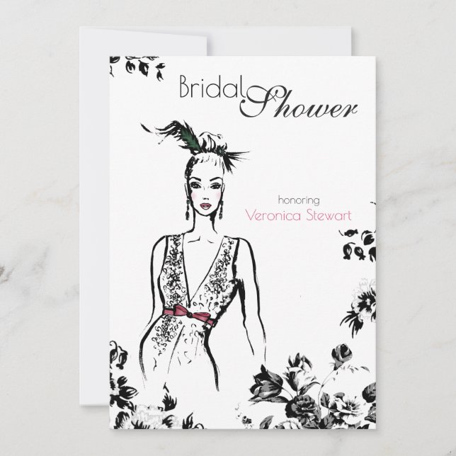 Fashion Illustration Bridal Shower Invitation (Front)