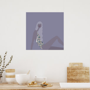 Fashion Illustration Chic Woman Purple Modern Art Poster