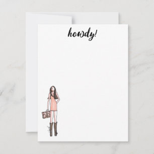 Fashion illustration cowgirl cards