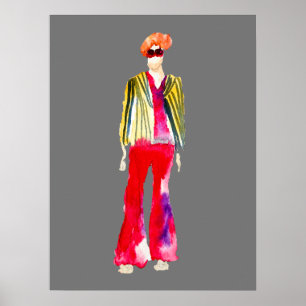 Fashion illustration figures art watercolor poster