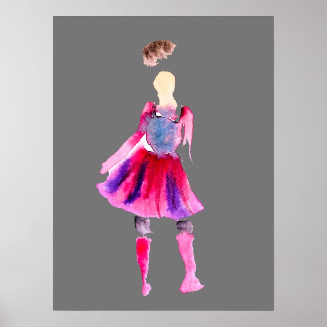 Fashion illustration figures art watercolor poster (Front)