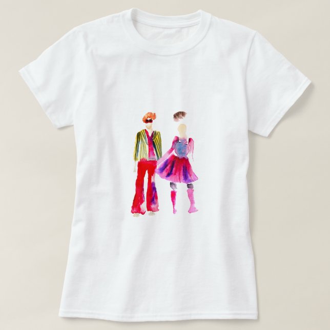 Fashion illustration figures art watercolor T-Shirt (Design Front)