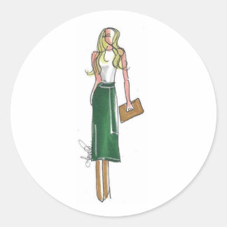 Fashion illustration green dress stickers