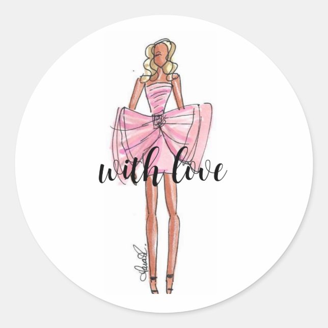 Fashion illustration pink stickers (Front)