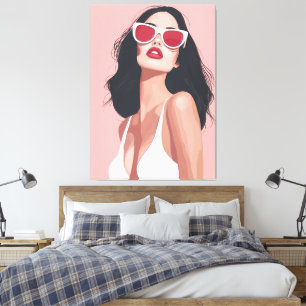 Fashion Illustration Stylish Woman With Sunglasses Canvas Print