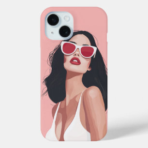 Fashion Illustration Stylish Woman With Sunglasses iPhone 15 Case