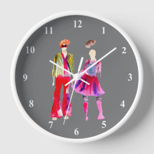 Fashion illustration watercolor boho clock