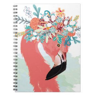 Fashion illustration with drawn pink flamingoflami notebook