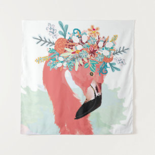 Fashion illustration with drawn pink flamingoflami tapestry