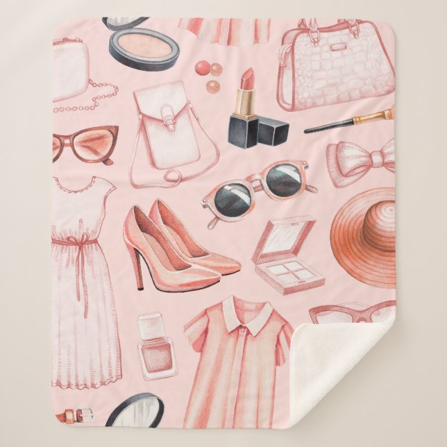 Fashion illustrations. Seamless pattern Sherpa Blanket (Front)