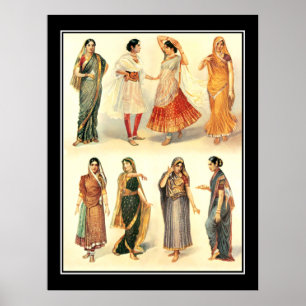 Fashion India Saree Vintage Poster