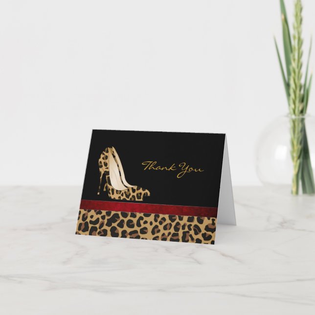 Fashion Jaguar Pattern Stiletto Thank You Card (Front)